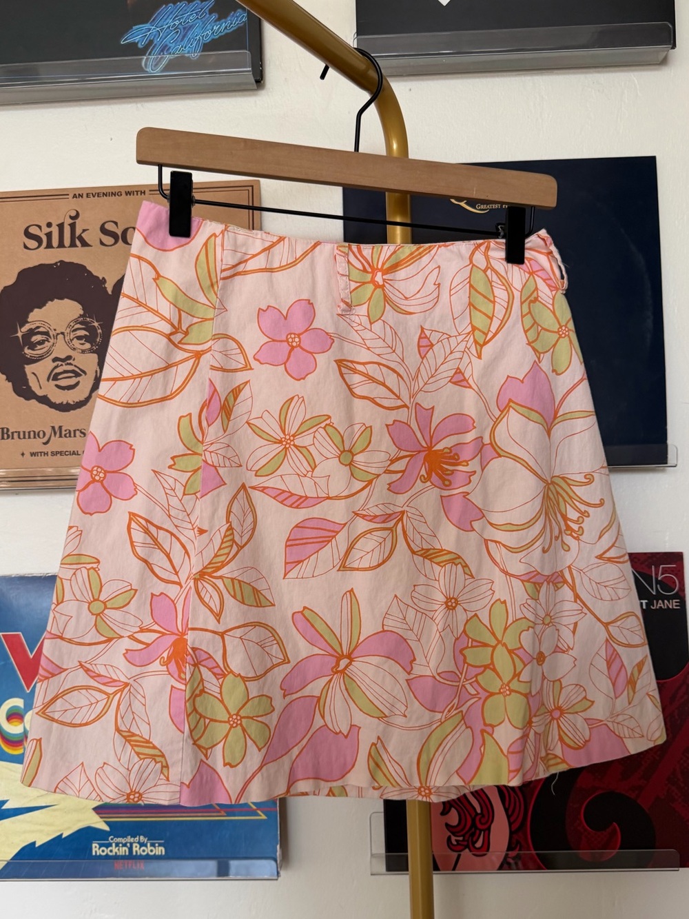 Vintage Y2K Charlotte Russe Pink Floral A-Line Skirt